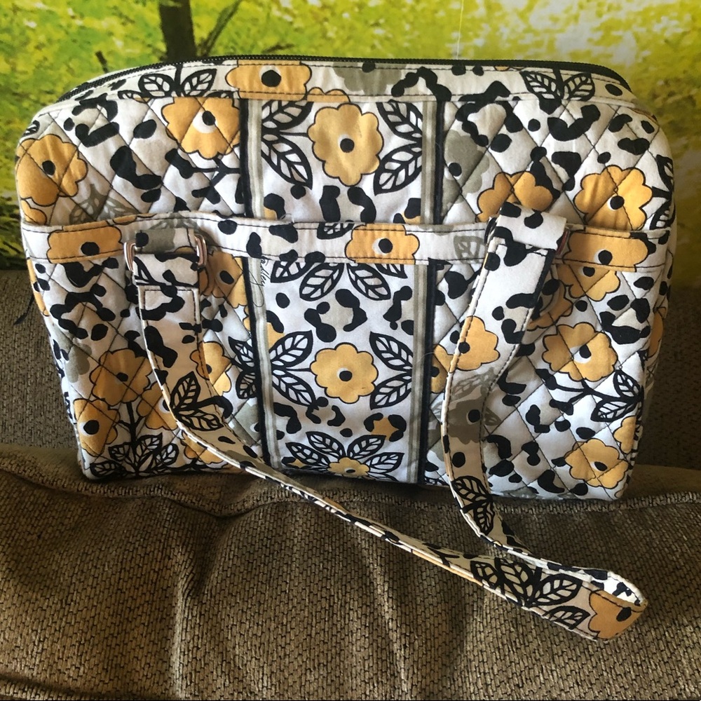 Vera Bradley Yellow and Black Floral Printed Purse Handbag